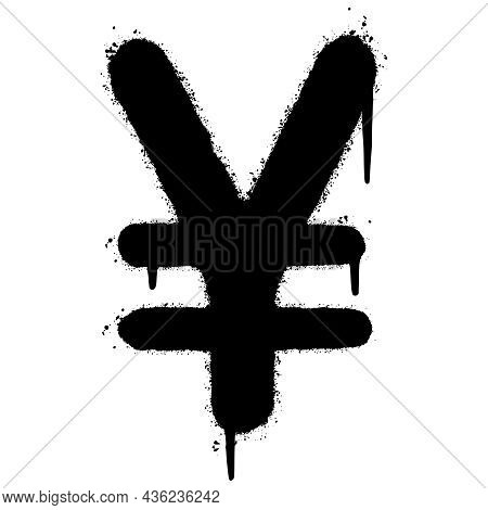 Graffiti Yen Icon Sprayed Isolated On White Background. Currency Icon. Vector Illustration.