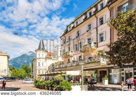 Merano,italy - July 16,2021 - In The Streets Of Merano. Merano Is A City And Comune In South Tyrol, 