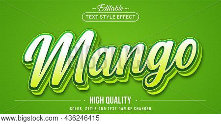 Editable Text Style Effect - Mango Text Style Theme. Graphic Design Element.