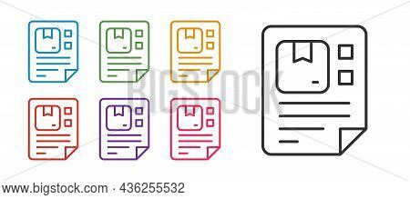 Set Line Waybill Icon Isolated On White Background. Set Icons Colorful. Vector