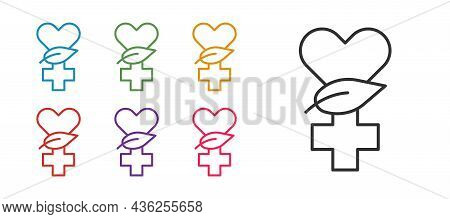 Set Line Ethnoscience Icon Isolated On White Background. Gardening, Ethnoscience And Organic Concept