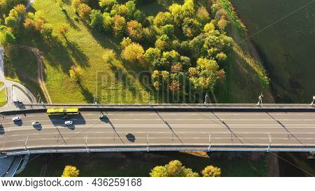 Mahiliou, Belarus. Aerial View Of Bridge Over The Dnieper River In Mogilev. Aerial View Of Skyline I