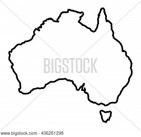 Outline Border Map Of Australia Over A White Background
