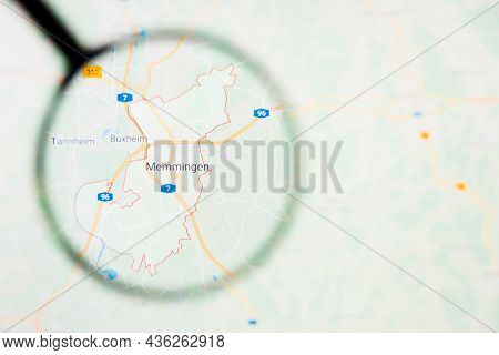 Memmingen City In Germany, Bavaria Visualization Illustrative Concept On Display Screen Through Magn
