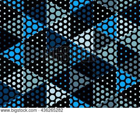 3D Dotted Cubes Seamless Pattern Vector Background, Dots Dimensional Blocks, Architecture And Constr