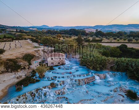 Toscane Italy, Natural Spa With Waterfalls And Hot Springs At Saturnia Thermal Baths, Grosseto, Tusc