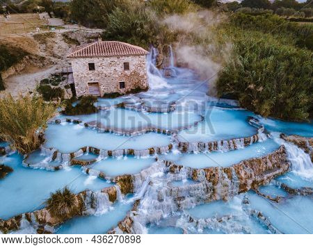 Toscane Italy, Natural Spa With Waterfalls And Hot Springs At Saturnia Thermal Baths, Grosseto, Tusc