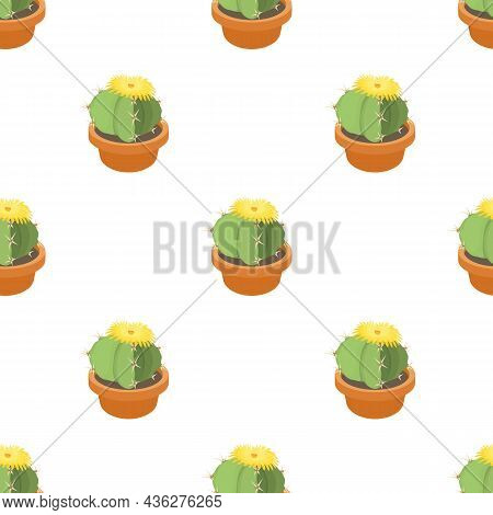 Blooming Cactus Pattern Seamless Background Texture Repeat Wallpaper Geometric Vector