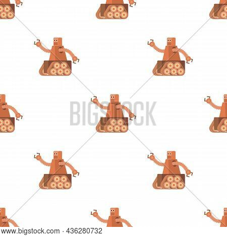 Robot With Caterpillar Track Pattern Seamless Background Texture Repeat Wallpaper Geometric Vector