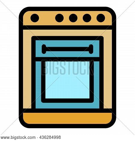 Gas Stove Icon. Outline Gas Stove Vector Icon Color Flat Isolated