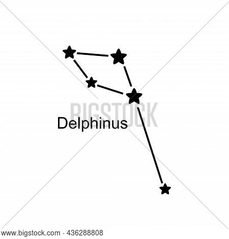 Constellation Delphinus On White Background, Vector Illustration