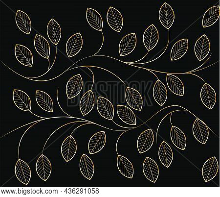 Vector - Vector Seamless Contour Floral Pattern. Hand Drawn Monochrome Floral Texture, Decorative Le