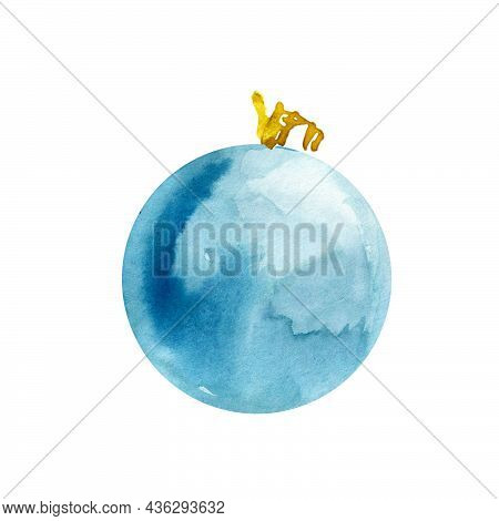 Christmas Decorations On Christmas Tree Of Watercolor Stains Blots. Watercolor Christmas Balls