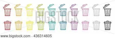 Trash Can Logo, Waste Bins, Colorful Garbage Can Symbols, Rainbow Colored Waste Container Pictogram,