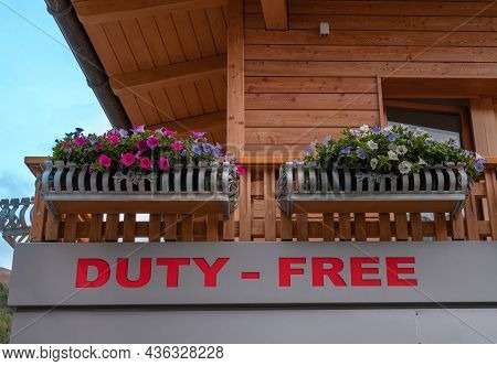 Samnaun, Switzerland - September 28, 2021: Samnaun In The Swiss Canton Graubunden Is A Duty Free Sho