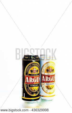 Argus Premium Lager Beer. Lild Supermarket Own Brand Beer. Bucharest, Romania, 2021