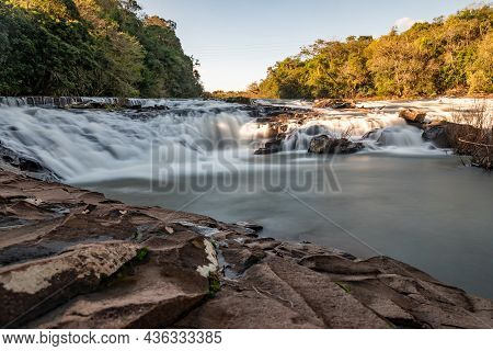 Capela Do Rosario Dam With Cadeia River And Forest