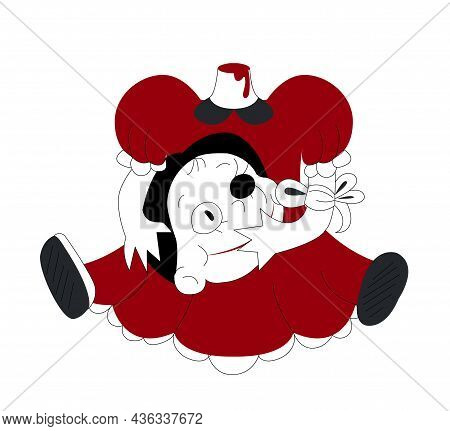 Halloween. A Creepy Doll With A Severed Head. Vector Stock Illustration Isolated On White Background