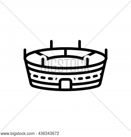 Black Line Icon For Arena Amphitheater Palaestra Cirque Stadium Competition Sport