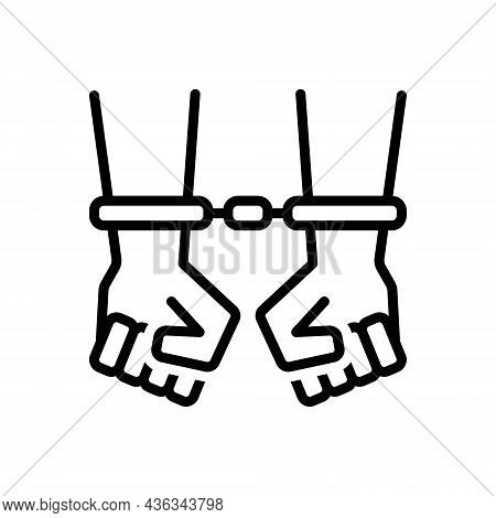 Black Line Icon For Caught Arrested Bracelet Manacles Shackles Crime Handcuff