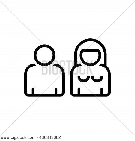 Black Line Icon For Beside Near On-one-side Couple Alongside Hereabout Abreast-of
