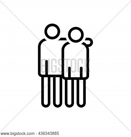 Black Line Icon For Brothers People Brethren Sibling Relative Fellow Partner