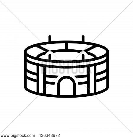 Black Line Icon For Stadium Arena Amphitheater Field Palaestra Cirque Competition Sport