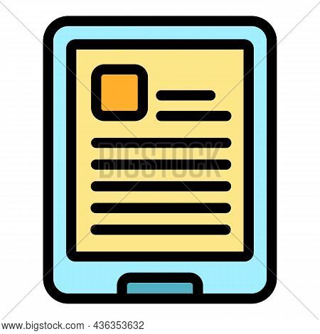 Ereader Icon. Outline Ereader Vector Icon Color Flat Isolated