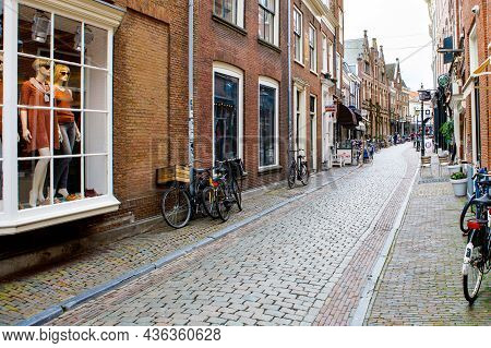Haarlem, Netherlands, April 4, 2018 - Cityscape Of Haarlem, The Netherlands. View Of Church And Typi
