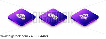 Set Isometric Line 360 Degree View, Gamepad And 3d Modeling Icon. Vector