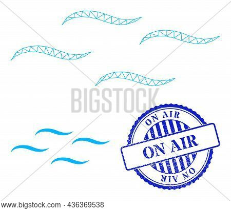 Web Mesh Air Vector Icon, And Blue Round On Air Rough Seal. On Air Watermark Uses Round Shape And Bl