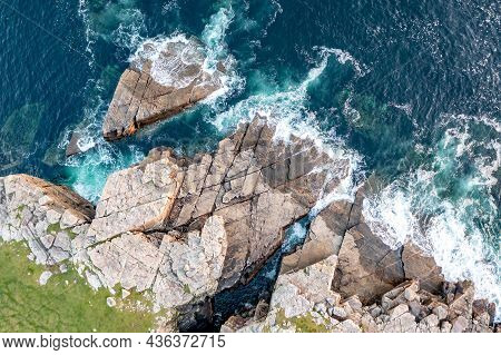 Aerial View Of The Rocky Coastline By Marmeelan And Falcorrib South Of Dungloe, County Donegal - Ire