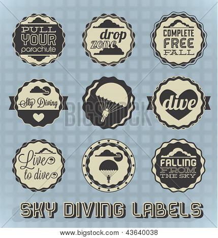 Vector Set: Vintage taivas sukellus tarrat