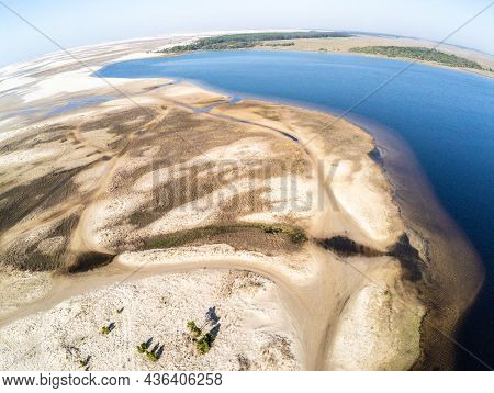 Aerial View Of Lake And Dunes