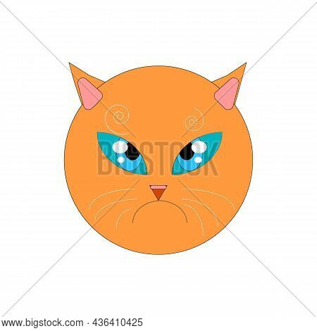 Angry Red Cat Head Illustration. Vector Stock Illustration.