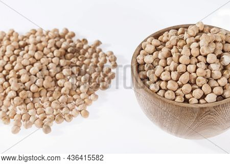Cicer Arietinum - Raw Grains Of Chickpea; Legume With Important Culinary And Nutritional Qualities
