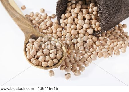 Cicer Arietinum - Raw Grains Of Chickpea; Legume With Important Culinary And Nutritional Qualities