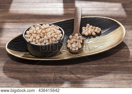 Cicer Arietinum - Raw Grains Of Chickpea; Legume With Important Culinary And Nutritional Qualities