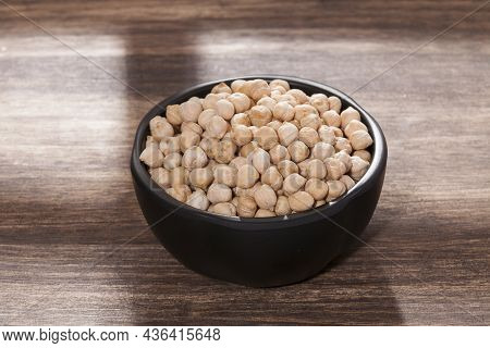 Cicer Arietinum - Raw Grains Of Chickpea; Legume With Important Culinary And Nutritional Qualities