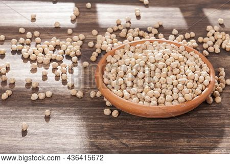 Cicer Arietinum - Raw Grains Of Chickpea; Legume With Important Culinary And Nutritional Qualities