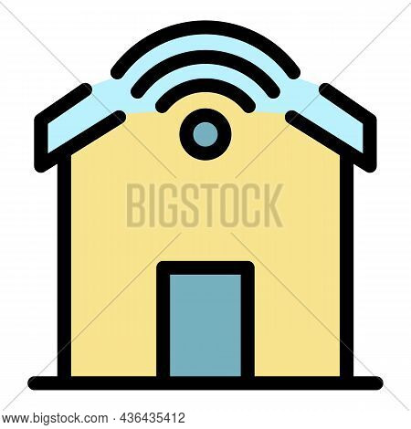 Wifi Smart Home Icon. Outline Wifi Smart Home Vector Icon Color Flat Isolated