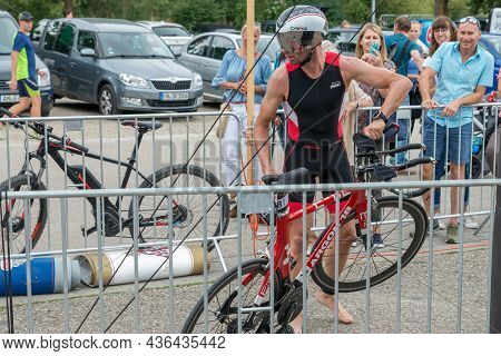 Regensburg, Bavaria, Germany, August 06, 2017, 28th Regensburg Triathlon 2017, Downswing Of A Bike R