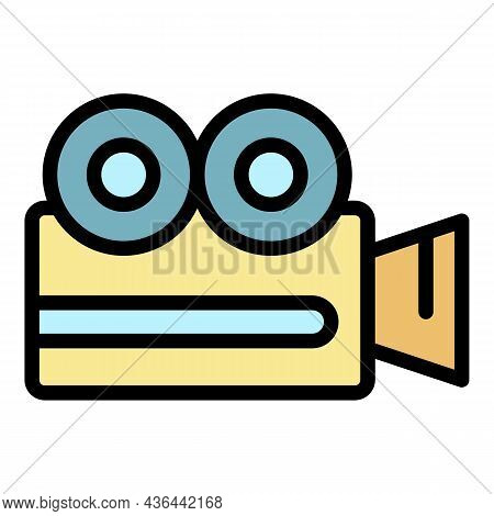 Video Camera Icon. Outline Video Camera Vector Icon Color Flat Isolated