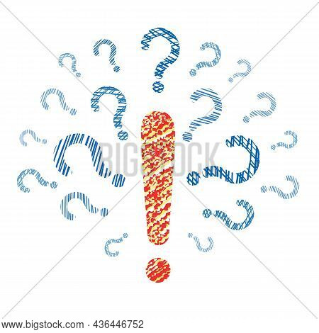 Questions And Idea Marks. Question Confuse Group And No Doubt Splash Sketch Background, Problems And