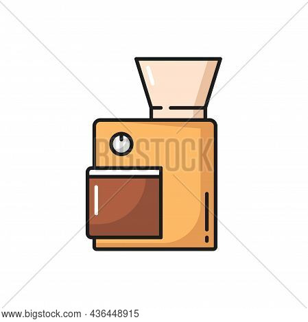 Electronic Machine Coffee Grinder Isolated Device Flat Line Icon. Vector Domestic Device Coffee Grin