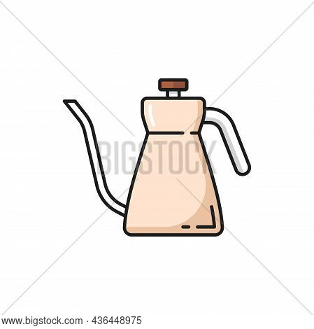 Coffee Dripping Kettle Coffeware Object Isolated Icon. Vector Barista Equipment, Kitchenware, Coffee