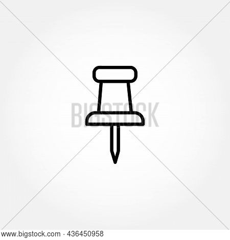 Paper Pin Line Icon On White Background