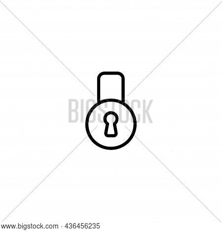 Padlock Line Icon On White Background. Padlock Line Icon On White Background.