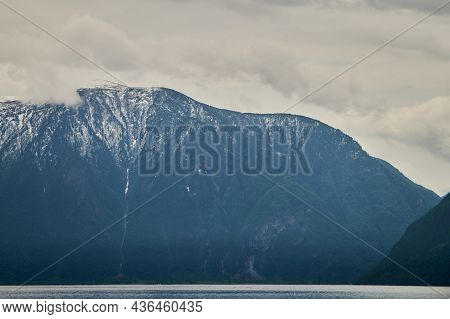 Beautiful Panoramic View At Kucherla Mountain Lake And Mountain Range. Belukha National Park, Altai 