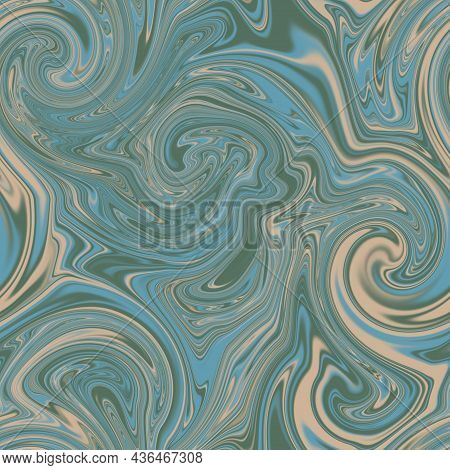 Seamless Twirly Swirly Abstract Liquid Marble Surface Pattern Design For Print